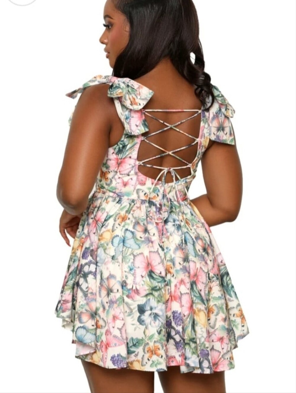 Gabriella In Full Bloom Baby Doll Dress (Pink Multi) Size Large - Picture 3 of 6